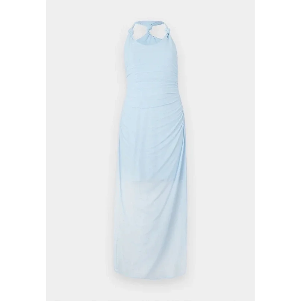 NWT Abercrombie & Fitch Blue Mesh Ruched Twisted Racerback Maxi Dress Small